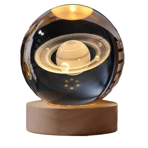 چراغ خواب مدل گوی کریستال 3D طرح سیاره زحل